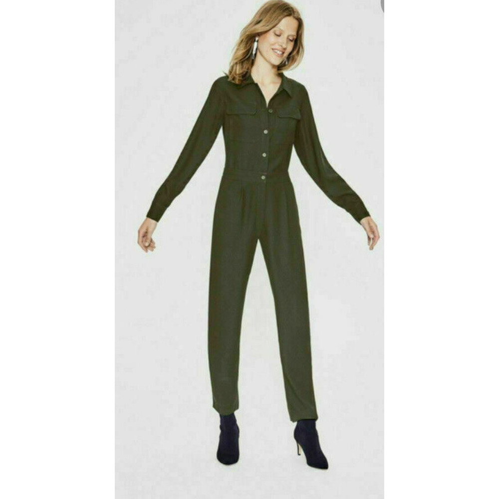 NWT Boden Women's Olive Green Zada Straight Leg Jumpsuit Size 10P